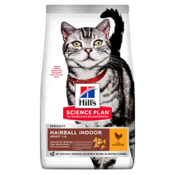 Hill's Science Plan Adult Hairball Indoor Сухий корм для виведення грудочок шерсті зі шлунково-кишкового тракту у дорослих домашніх котів, з куркою, 3 кг