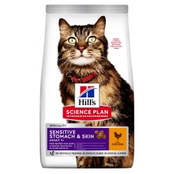 Hill's Science Plan Adult Sensitive Stomach&Skin Сухой корм для кошек с чувствительным пищеварением и кожей, с курицей, 7 кг