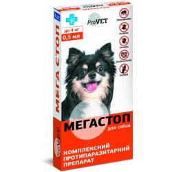 Краплі на холку для собак Природа ProVET «Мега Стоп» до 4 кг, 1 піпетка (від зовнішніх та внутрішніх паразитів)