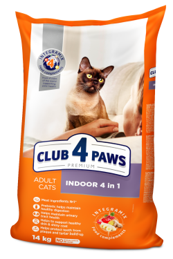 CLUB 4 PAWS Premium С4Р Premium сухой индор 4 в 1 кошки 14 кг