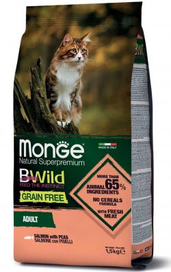 MONGE CAT BWILD GR.FREE лосось, 1,5 кг
