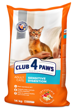 CLUB 4 PAWS Premium сухое чувствительное пищеварение кошки 14 кг