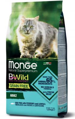 MONGE CAT BWILD GR.FREE тріска, 1,5 кг