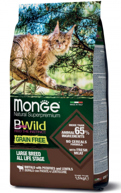 MONGE CAT BWILD GR.FREE (Для котів великих порід з 2-х місяців)  1,5 кг