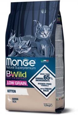 MONGE CAT BWILD LOW GRAIN Kitten м'ясо гуски 1,5 кг