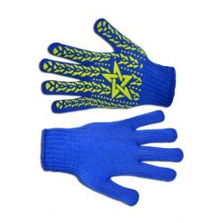 Перчатки вязанные синие с вкраплением 