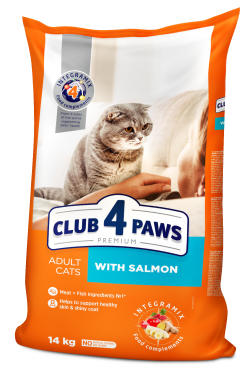 CLUB 4 PAWS Premium сух з лососем коти 14 кг