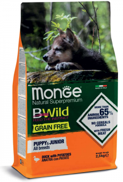 Monge dog корм bw gr fr pup&jun качка 2,5 кг