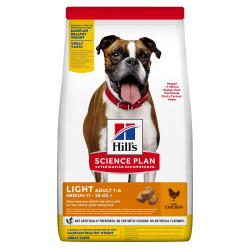 Hill’s Science Plan Adult Light Medium Breed Сухий корм для схильних до зайвої ваги дорослих собак середніх порід, з куркою, 14 кг