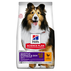 Hill’s Science Plan Adult Sensitive Stomach&Skin Medium Breed Сухий корм при чутливому шлунку та шкірі для дорослих собак середніх порід, з куркою, 14 кг