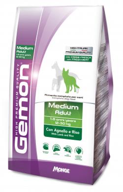 Gemon dog корм medium adult ягненок c рисом 15 кг