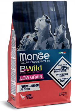 Monge dog корм bw low grain pup&jun оленина 2,5 кг