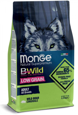 Monge dog корм bw low grain дикий кабан 2,5 кг