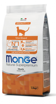 Monge cat корм sterilised з качкой 1,5 кг