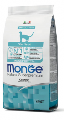 Monge cat корм sterilised з тріскою 1,5 кг